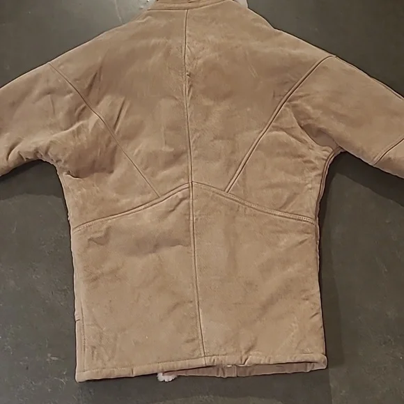 WILSONS LEATHER TAN SUEDE FAUX FUR LINED COAT WITH TOGGLE BUTTONS - Picture 10 of 11